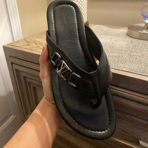 Black Louis Vuitton Leather Sandals. Size 12